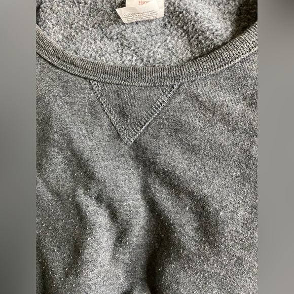 90’s Hanes Eco Smart Sweatshirt, Charcoal Gray with wristband Slits - Picture 3 of 9